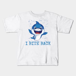 I Bite Back Cute Baby Smiling Shark Animal Blue Fish Kids T-Shirt